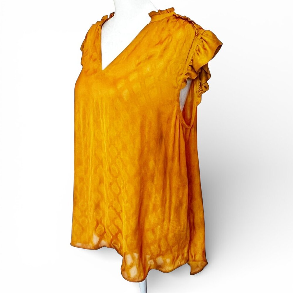 Anthro Maeve Saffron Boho Peasant Top Saffron Gold Flowy Summer Coquette Sz M - Picture 5 of 12